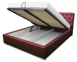 Designová postel Adelaide s vysokým čelem a úložným prostorem béžová eko kůže 160 x 200