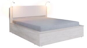 Manželská postel s úložným prostorem Astor Dub Bílá / Bílá Zvolte osvětlení: s osvětlením, Zvolte možnost matrace: S matrací