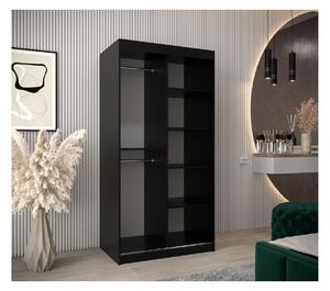 Šatní zrcadlová skříň ADELA - 100 cm, černá / bílá