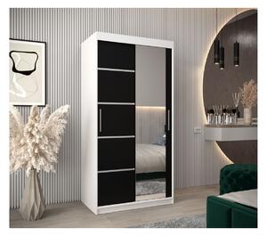 Šatní zrcadlová skříň ADELA - 100 cm, bílá / černá