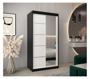 Šatní zrcadlová skříň ADELA - 100 cm, černá / bílá