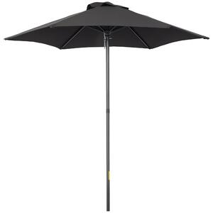 Deštník Outsunny Ø196 cm, hexagonální balkonový deštník, plážový deštník, odolný vůči větru, stabilní tržní deštník, s kličkou, sluneční ochrana pro p