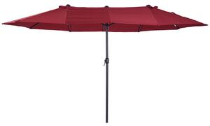 Dvojitý slunečník Outsunny 455 x 265 cm, sluneční clona s UV ochranou a kličkou, balkonový slunečník, plážový slunečník, větruodolný slunečník pro plá