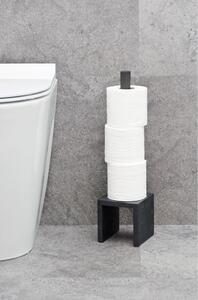 Černý stojan na toaletní papír z dubového dřeva Wireworks Cosmos