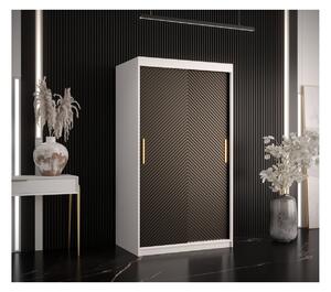 Skříň s posuvnými dveřmi PAOLA - šířka 100 cm, bílá / černá