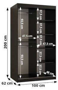 Šatní skříň NEONILA 1 - šířka 100 cm, černá