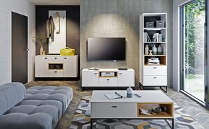 Televizní stolek Olier, bílá/dub artisan