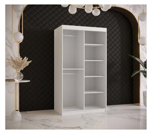 Designová šatní skříň se zlatým zrcadlem MADLA 4 - šířka 100 cm, bílá / černá