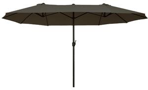 Outsunny Dvojitý Slunečník 455 x 265 cm, UV Ochrana Slunečníku s Ručním Kolečkem, Slunečník na Balkon, Plážový Slunečník Odolný proti Větru, Ochrana p
