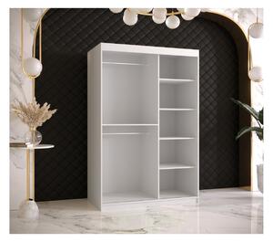 Skříň s posuvnými dveřmi a zrcadlem PAOLA - šířka 120 cm, bílá / černá