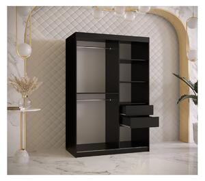 Skříň s posuvnými dveřmi a zrcadlem PAOLA - šířka 120 cm, černá / bílá