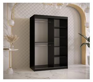 Skříň s posuvnými dveřmi a zrcadlem PAOLA - šířka 120 cm, černá