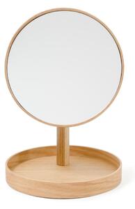 Kosmetické zrcadlo s rámem z dubového dřeva Wireworks Cosmos, ø 25 cm