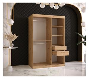 Šatní skříň s posuvnými dveřmi MAYA 1 - šířka 120 cm, dub artisan / černá