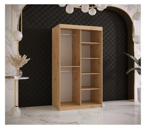 Šatní skříň s posuvnými dveřmi SUZAN 1 - šířka 100 cm, dub artisan / černá