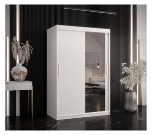 Skříň s posuvnými dveřmi a zrcadlem PAOLA - šířka 120 cm, bílá