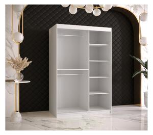 Designová šatní skříň se zlatým zrcadlem MADLA 1 - šířka 120 cm, bílá / černá