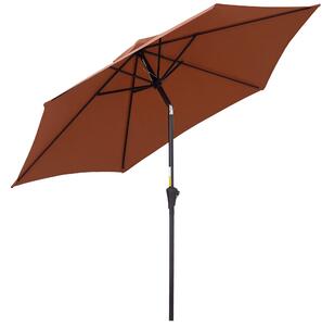 Outsunny Bílé Slunečníky s Volným Ramem pro Zahradu s Rukojetí Alu 180 g/m² Polyester Ocel Káva Ø2.6 x 2.35 m | Aosom