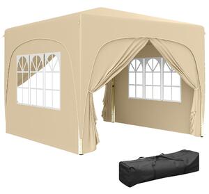 Outsunny Pavilon 3x3m, Voděodolný Stabilní Zimní Skládací Pavilon, UV Ochrana 50+, Skládací Party Stan se 4 Bočními Panely a Taškou pro Camping do Zah
