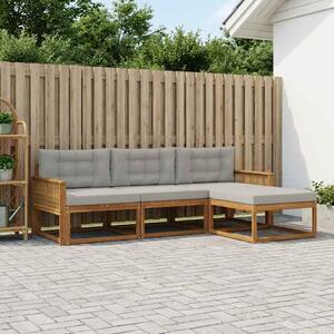 Venkovní pohovková souprava 4 ks Přirozená a Světle šedá 3382469