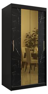 Designová šatní skříň se zlatým zrcadlem MADLA 1 - šířka 100 cm, černá