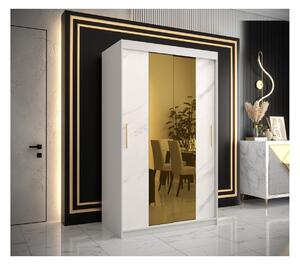 Designová šatní skříň se zlatým zrcadlem MADLA 1 - šířka 120 cm, bílá