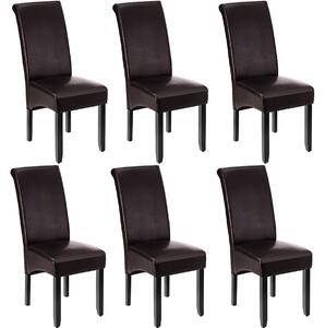 Jídelní židle ergonomická, masivní dřevo - hnědá,Sada 6 kusů