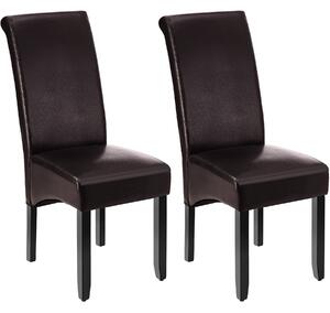 Jídelní židle ergonomická, masivní dřevo - hnědá,Sada 2 kusů