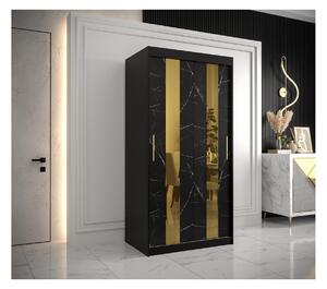 Designová šatní skříň se zlatým zrcadlem MADLA 4 - šířka 100 cm, černá