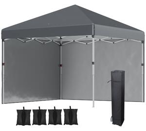 Pavilion Outsunny 3x3m, voděodolný stabilní zimní skládací pavilion s 2 bočními stěnami, UV ochrana 30+, sklopný párty stan s taškou, zahradní pavilio
