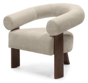 Béžové designové křeslo KOKEI ALIA, dekor ořech