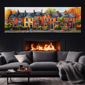 Obraz na plátně - Staré cihlové domky v Grimsby FeelHappy.cz Velikost obrazu: 240 x 80 cm