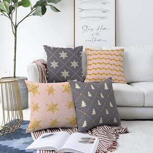 Sada 4 vánočních žinylkových povlaků na polštář Minimalist Cushion Covers Merry Christmas, 55 x 55 cm