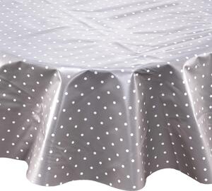 WATERPROOF Ubrus omyvatelný s puntíky průměr 140 cm - šedá