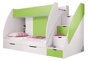 Dětská patrová postel MICKEY zelená / bílá