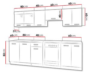 Moderní kuchyně 240/240 cm TAO 2 - černá / bílá