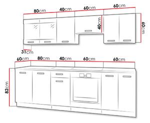 Moderní kuchyně 240/240 cm TAO 1 - černá / bílá