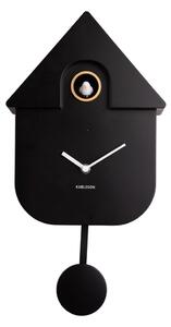 Černé nástěnné kyvadlové hodiny Karlsson Modern Cuckoo, 21,5 x 41,5 cm