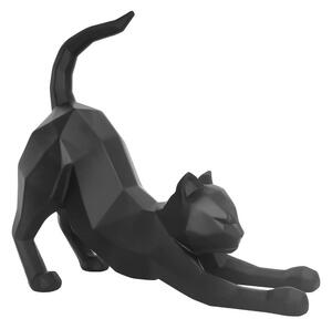 Matně černá soška PT LIVING Origami Stretching Cat, výška 30,5 cm
