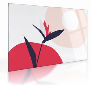 Skleněný obraz - Růžová florální abstrakce N⁰1 (70x50 cm)