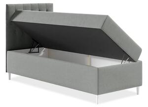 Boxspringová jednolůžková postel 90x200 PORFIRO 1 - bílá ekokůže / šedá, levé provedení + topper ZDARMA
