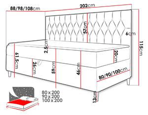 Boxspringová jednolůžková postel 80x200 PORFIRO 2 - bílá ekokůže / béžová + topper ZDARMA