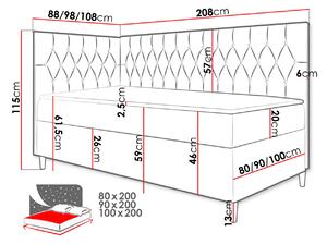 Boxspringová jednolůžková postel 80x200 PORFIRO 3 - bílá ekokůže / hnědá 1, levé provedení + topper ZDARMA