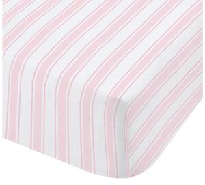 Růžovo-bílé bavlněné prostěradlo Bianca Check and Stripe, 90 x 190 cm