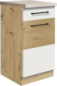 Dolní kuchyňská skříňka se šuplíkem Infinity 2D-40 Barevné provedení: Infinity - latte lesk, wood, Zvolte kování: Basic GTV, Zvolte korpus: Dub artisan