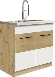 Dolní dřezová kuchyňská skříňka Infinity 12D-80 Barevné provedení: Infinity - gray mat, artisan, Zvolte korpus: Dub sonoma