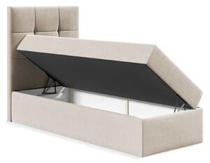 Hotelová jednolůžková postel 80x200 ROSALINDE - šedá ekokůže, levé provedení + topper ZDARMA