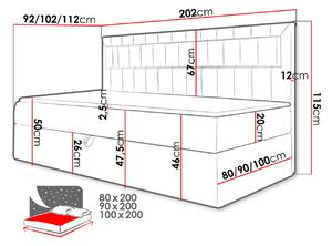 Boxspringová jednolůžková postel 80x200 RAMIRA 2 - bílá ekokůže / šedá + topper ZDARMA
