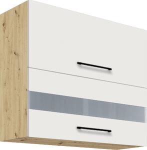 Horní vysoká výklopní kuchyňská skříňka Infinity 41G-80 Barevné provedení: Infinity - latte lesk, wood, Zvolte kování: Basic GTV, Zvolte korpus: Dub artisan