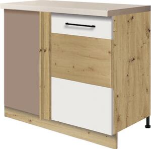 Dolní rohová kuchyňská skříňka Infinity 25D, pravá Barevné provedení: Infinity - gray mat, artisan, Zvolte korpus: Dub sonoma